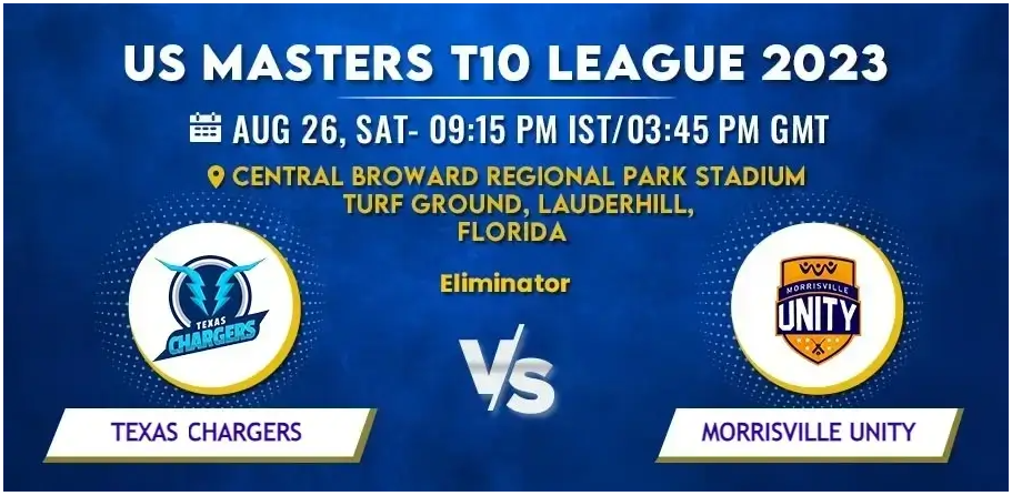 Texas Chargers vs Morrisville Unity Today Match Prediction & Live Odds - Eliminator US Masters T10 League 2023