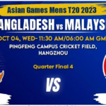 Bangladesh vs Malaysia Today Match Prediction & Live Odds - Asian Games 2023