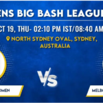 Sydney Sixers vs Melbourne Stars Women T20 Today Match Prediction & Live Odds - WBBL 2023