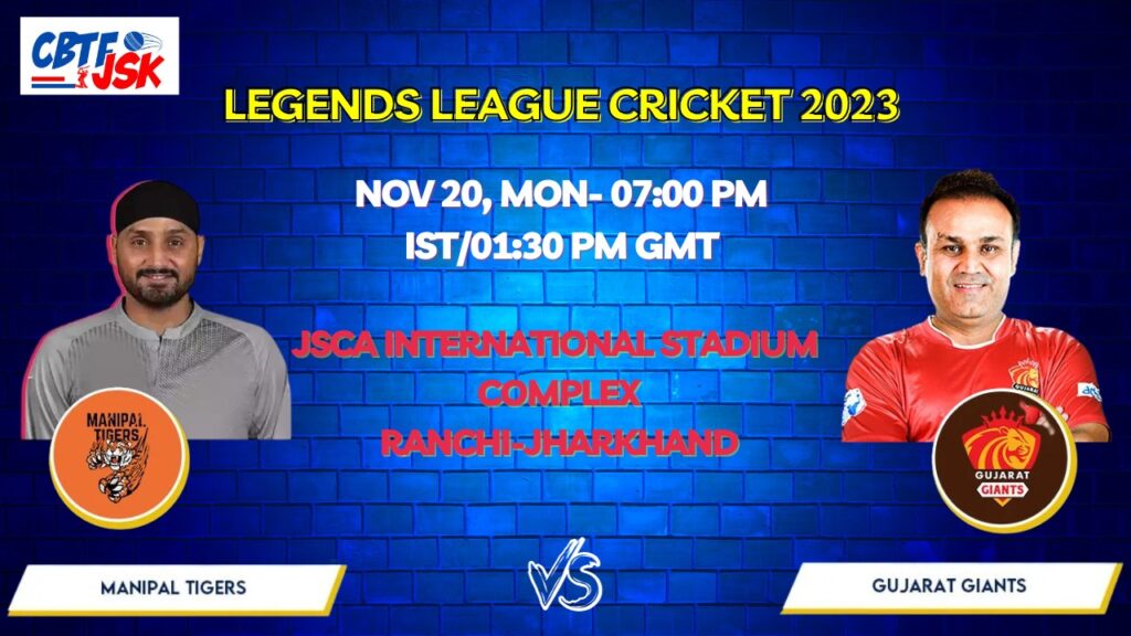 Manipal Tigers vs Gujarat Giants T20 Today Match Prediction & Live Odds - Legends League Cricket 2023