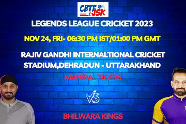 Manipal Tigers vs Bhilwara Kings T20 Today Match Prediction & Live Odds - Legends League Cricket 2023