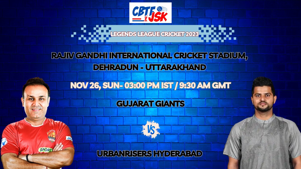 Gujarat Giants vs Urbanrisers Hyderabad T20 Today Match Prediction & Live Odds - Legends League Cricket 2023