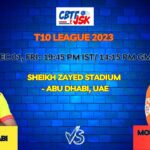 Team Abu Dhabi vs Morrisville Samp Army Today Match Prediction & Live Odds - T10 League 2023