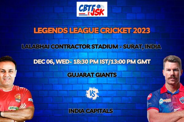 Gujarat Giants vs India Capitals T20 Today Match Prediction & Live Odds - Eliminator Legends League Cricket 2023