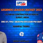 Manipal Tigers vs India Capitals T20 Today Match Prediction & Live Odds - Qualifier Legends League Cricket 2023