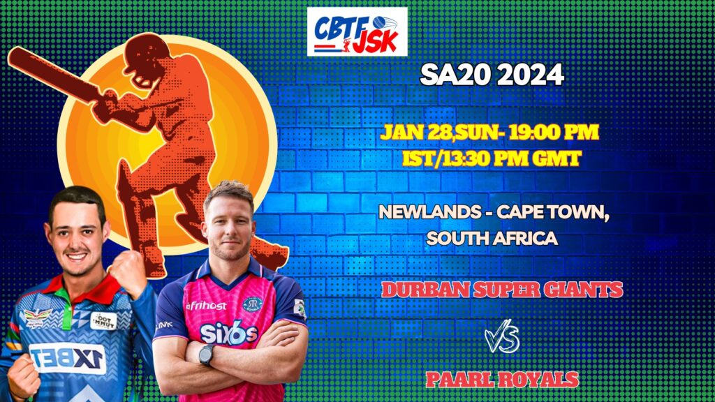 Durban Super Giants vs Paarl Royals Today Match Prediction & Live Odds - SA20 2024