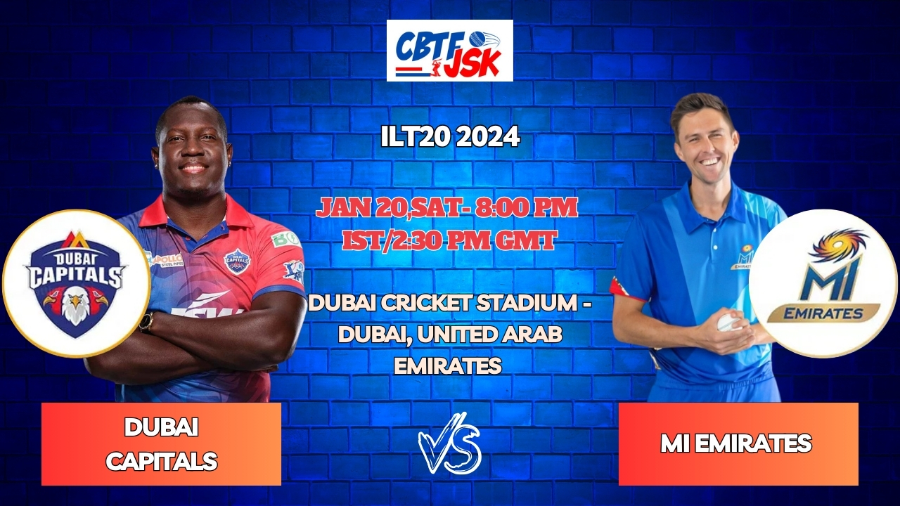 Dubai Capitals vs MI Emirates Today Match Prediction & Live Odds - ILT20 2024