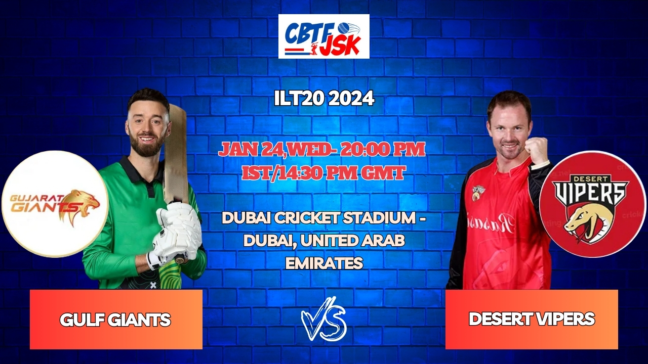 Gulf Giants vs Desert Vipers Today Match Prediction & Live Odds - ILT20 2024