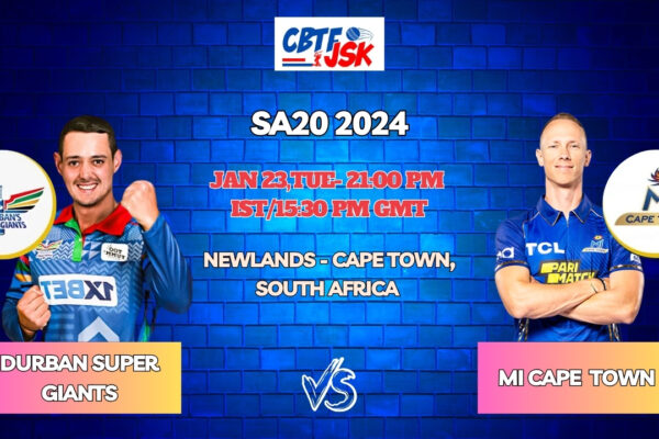 MI Cape Town vs Durban Super Giants Today Match Prediction & Live Odds - SA20 2024