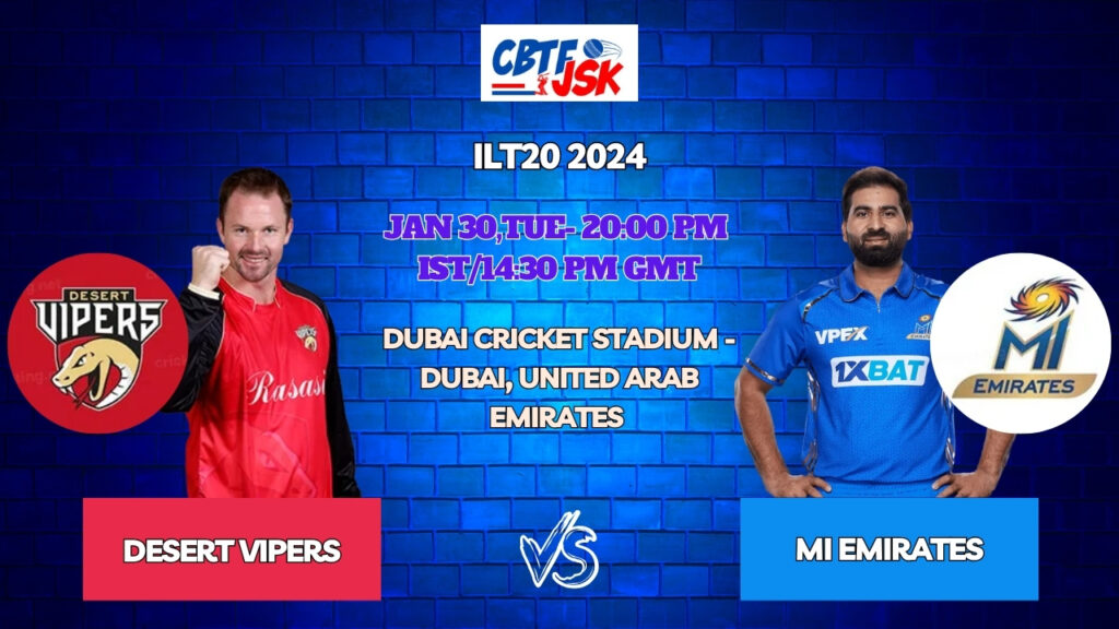 Desert Vipers vs MI Emirates Today Match Prediction & Live Odds - ILT20 2024