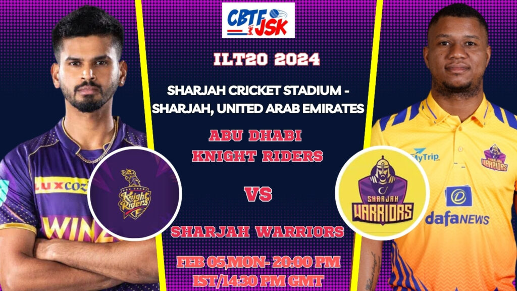 Sharjah Warriors vs Abu Dhabi Knight Riders Today Match Prediction & Live Odds - ILT20 2024