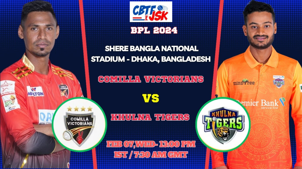 Comilla Victorians vs Khulna Tigers Today Match Prediction & Live Odds - BPL 2024