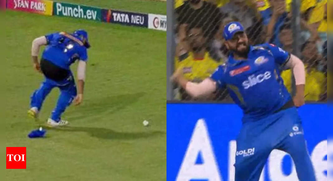 Oops! Rohit Sharma's trousers slip during fielding, video goes viral. Watch | Cricket News