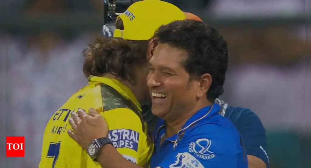 Picture Perfect! Sachin Tendulkar hugs MS Dhoni after MI-CSK match | Cricket News