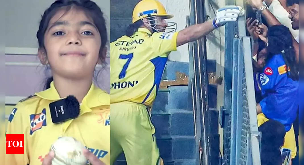 Watch: After getting a ball as gift from MS Dhoni, little Meher warms hearts with her promise | Cricket News