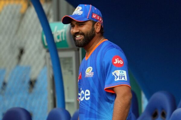 MI batter Rohit Sharma gave a rousing speech after their win vs DC (PTI)