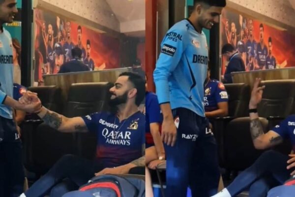 'Badi jaldi aaya...': Virat Kohli pulls Shubman Gill's leg as GT captain visits RCB dressing room before IPL 2024 clash