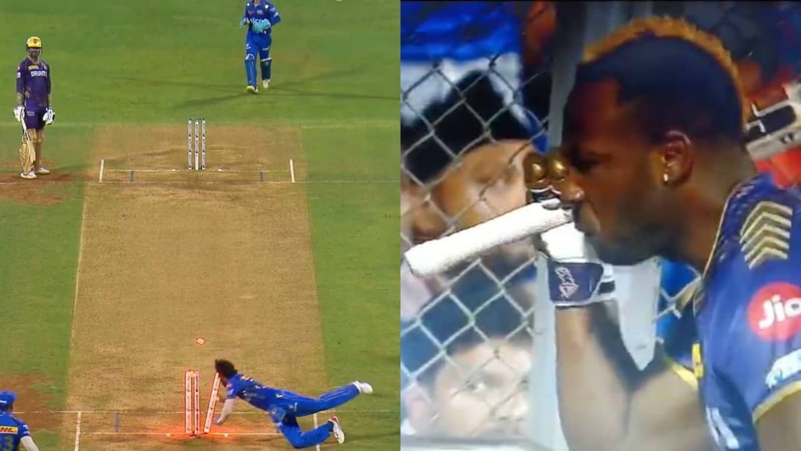 Andre Russell nearly slams bat in Wankhede railing after horrible mix up as Hardik Pandya pulls off incredible run out