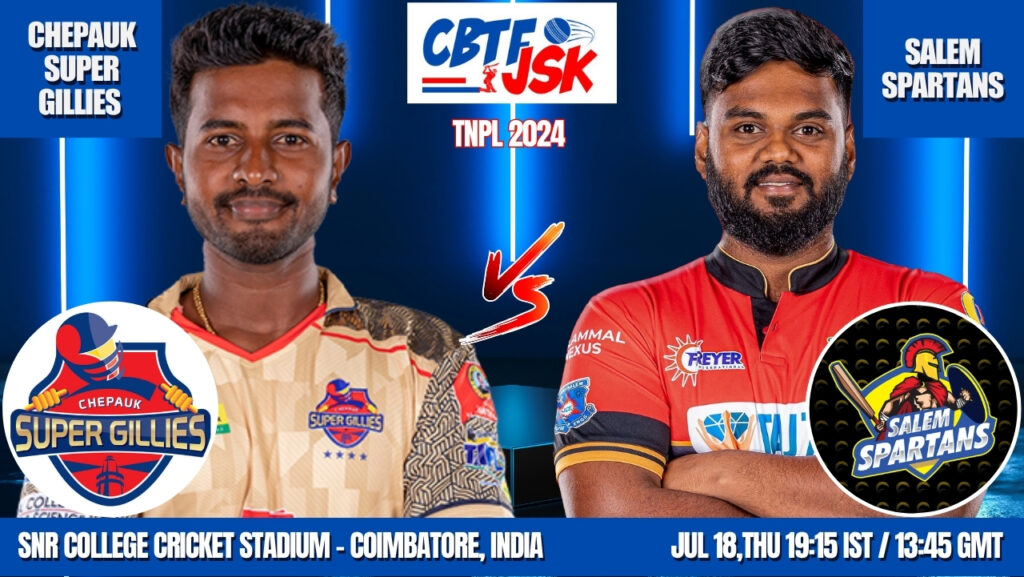 Salem Spartans vs Chepauk Super Gillies Today Match Prediction & Live Odds - TNPL 2024