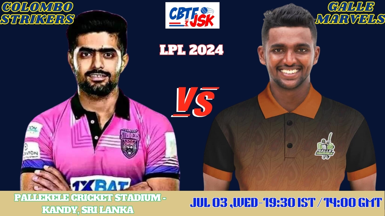 Galle Marvels vs Colombo Strikers Today Match Prediction & Live Odds - LPL 2024