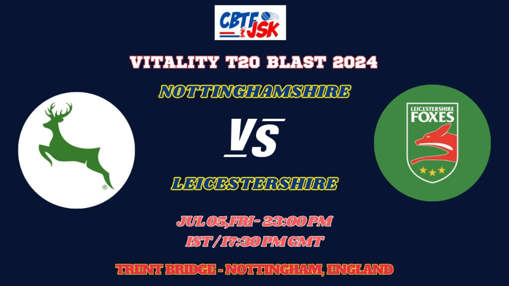 Nottinghamshire vs Leicestershire Today Match Prediction & Live Odds - Vitality T20 Blast 2024