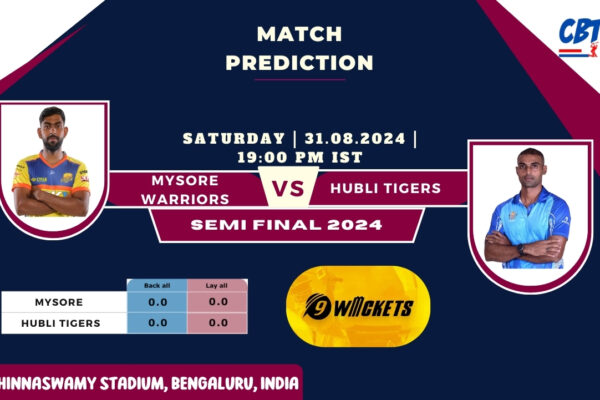 Mysore Warriors vs Hubli Tigers, MTKSCAT20, Today Match Prediction