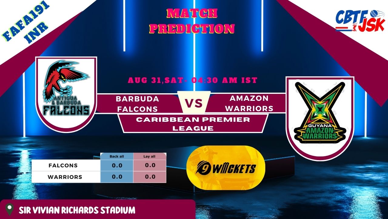 Antigua and Barbuda Falcons vs Guyana Amazon Warriors, CPLT20, Today Match Prediction