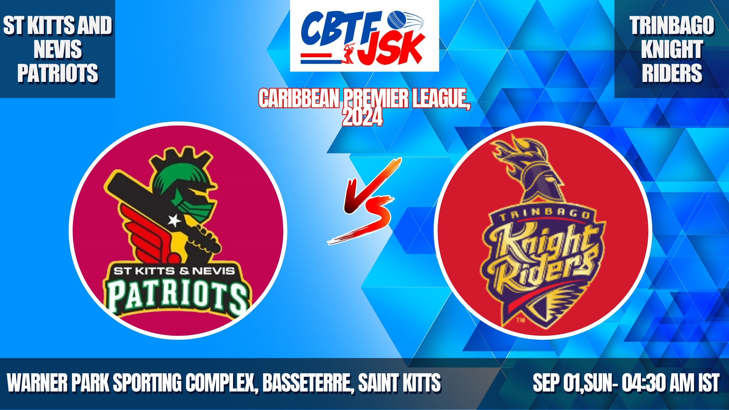 St Kitts and Nevis Patriots vs Trinbago Knight Riders, CPLT20, Today Match Prediction