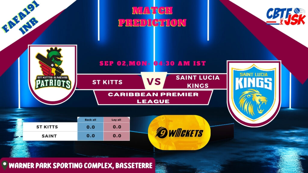 St Kitts and Nevis Patriots vs Saint Lucia Kings, CPLT20, Today Match Prediction