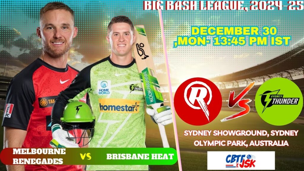 Sydney Thunder vs Melbourne Renegades, BBLT20, Today Match Prediction