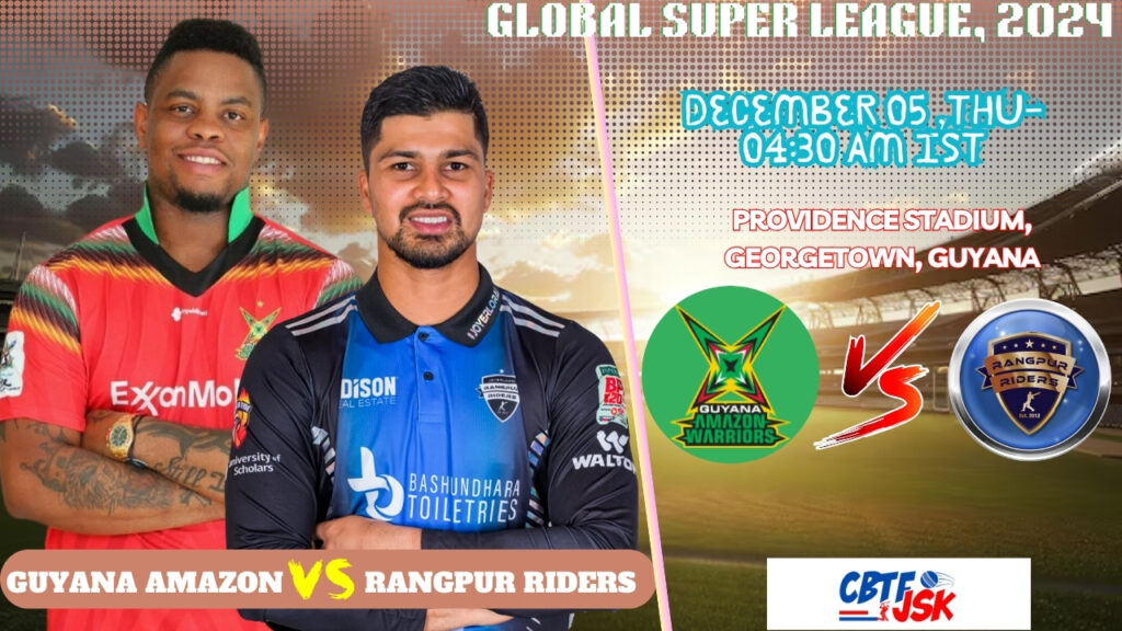 Guyana Amazon Warriors vs Rangpur Riders, GSL2024, Today Match Prediction