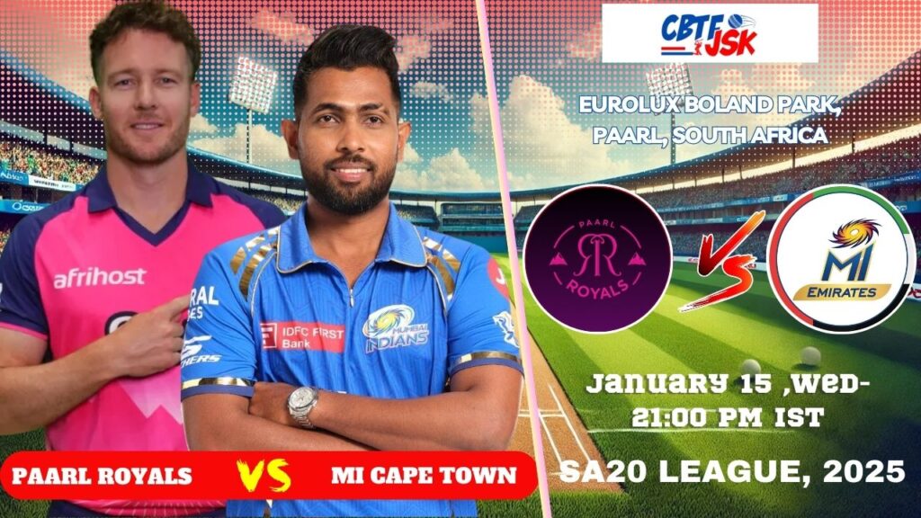 Paarl Royals vs MI Cape Town, SA20, Today Match Prediction