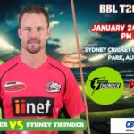 Sydney Sixers vs Sydney Thunder, BBLT20, Today Match Prediction