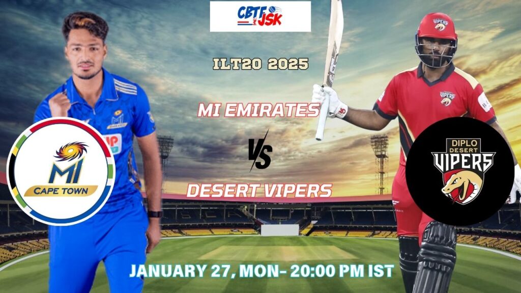 MI Emirates vs Desert Vipers , ILT20, Today Match Prediction