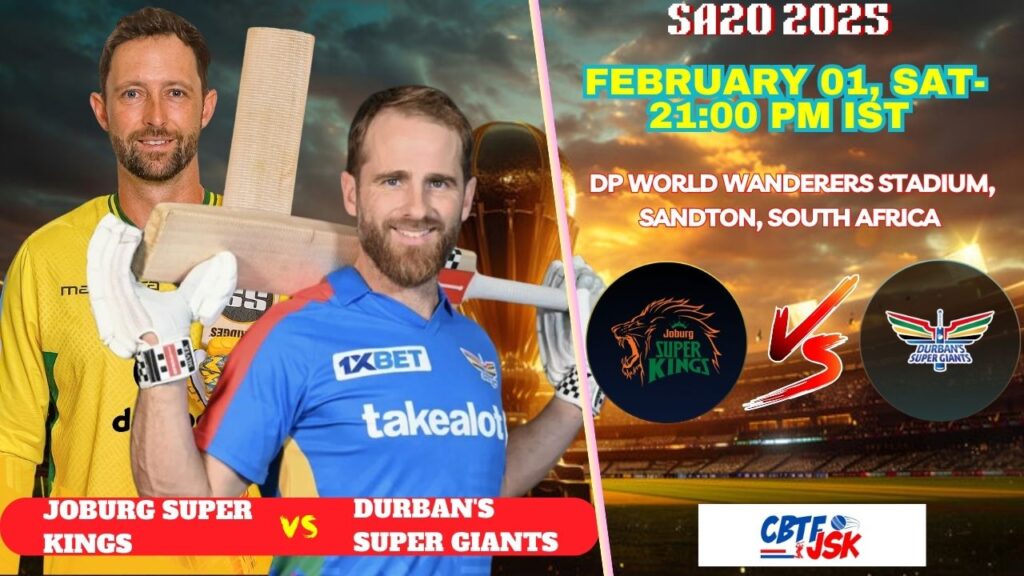 Joburg Super Kings vs Durban's Super Giants, SA20, Today Match Prediction