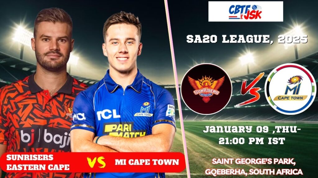 Sunrisers Eastern Cape vs MI Cape Town, SA20, Today Match Prediction