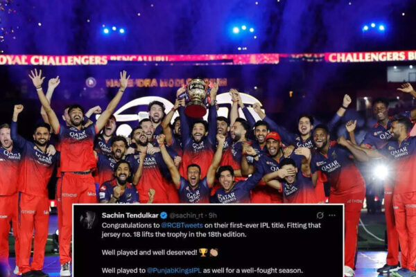 ‘Fitting that jersey No 18 lifts the trophy’: Sachin Tendulkar congratulates RCB for IPL triumph | Cricket News 'Fitting that jersey No 18 lifts the trophy': Sachin Tendulkar congratulates RCB for IPL triumph | Cricket News