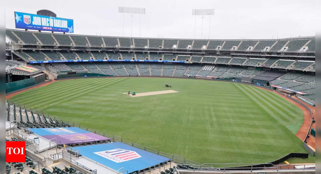 WATCH: Oakland Coliseum readies for cricket with MLC 2025; drop-in pitches installed | Cricket News