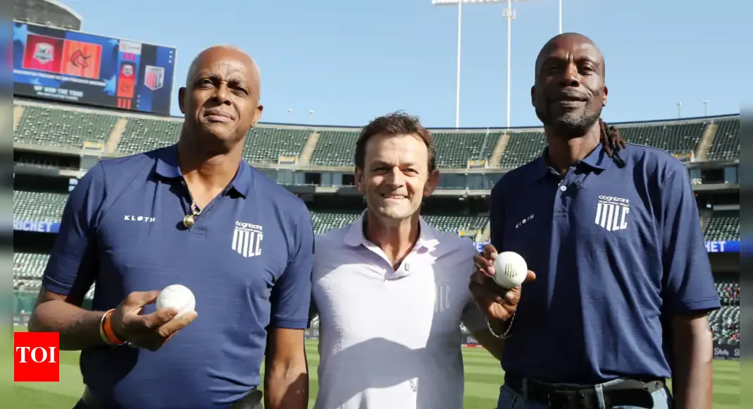 Watch: Adam Gilchrist keeps wickets to West Indies legends Courtney Walsh, Curtly Ambrose as MLC 2025 begins in style | Cricket News 1 Watch: Adam Gilchrist keeps wickets to West Indies legends Courtney Walsh, Curtly Ambrose as MLC 2025 begins in style | Cricket News