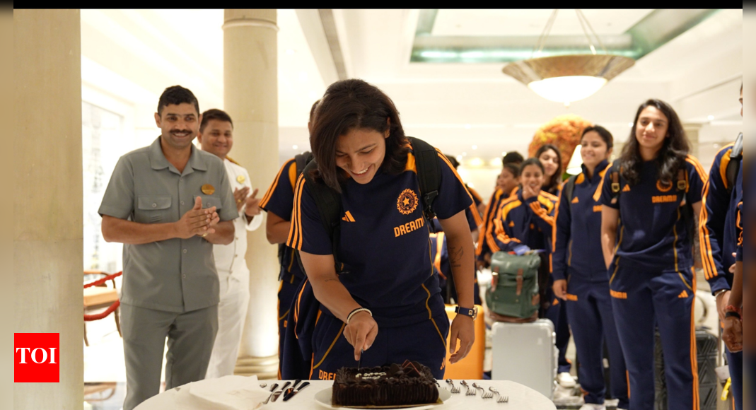 Butterflies, laughter, nostalgia: India women's team land reach England, watch video | Cricket News